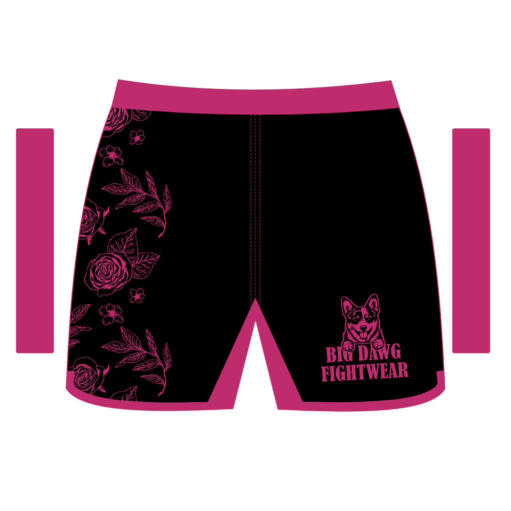 Black and Pink Womens Floral Shorts