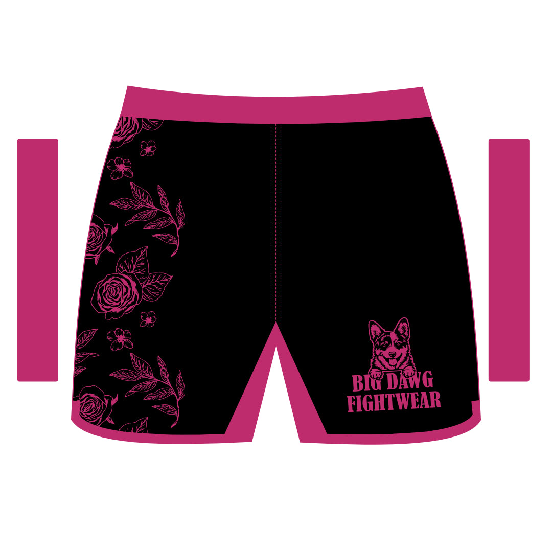 Black and Pink Womens Floral Shorts