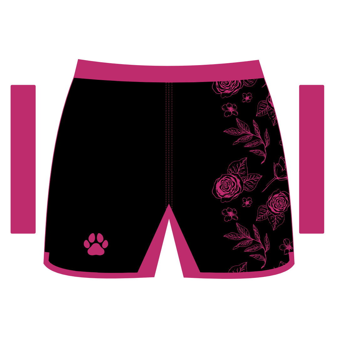 Black and Pink Womens Floral Shorts