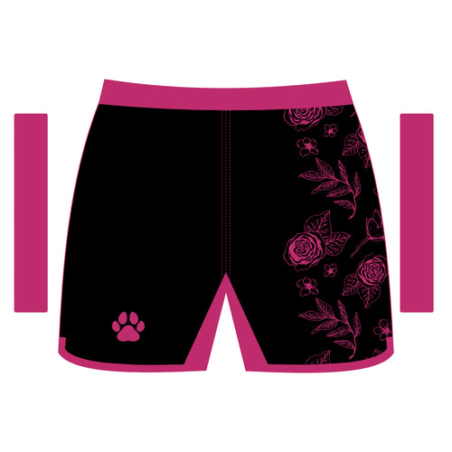 Black and Pink Womens Floral Shorts