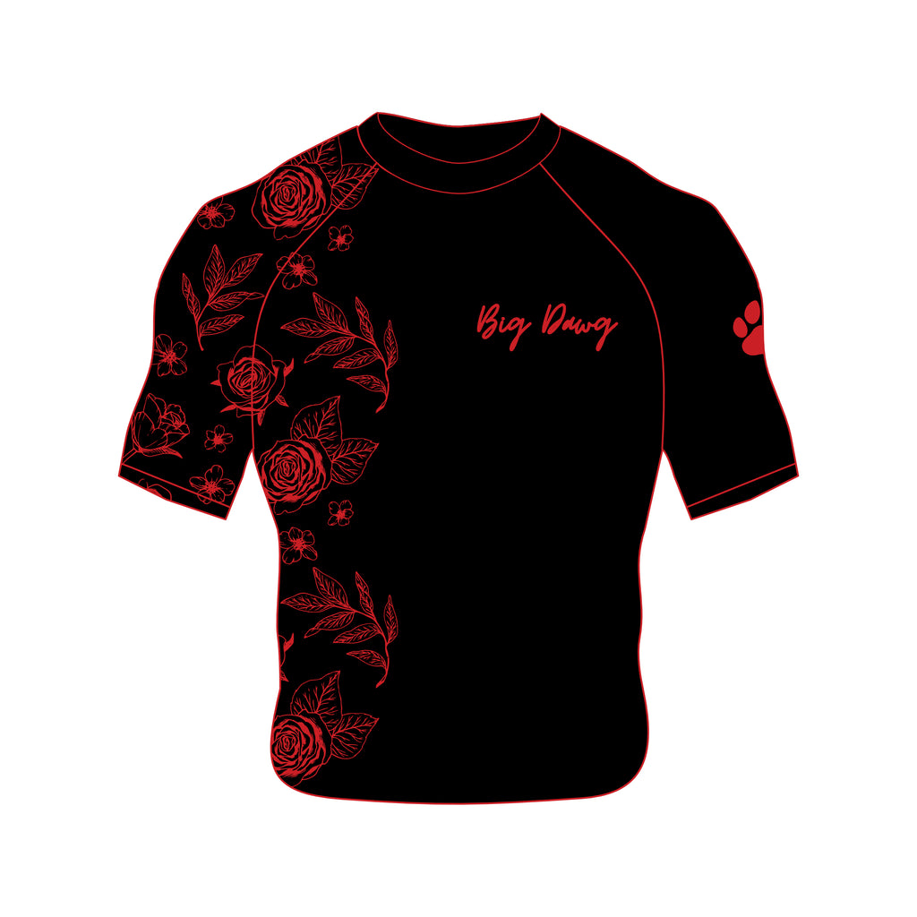 Black and Red Floral Rashguards