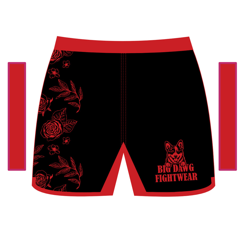 Black and Red Womens Floral Shorts