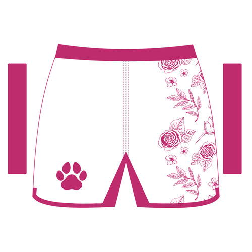 White and Pink Womens Floral Shorts