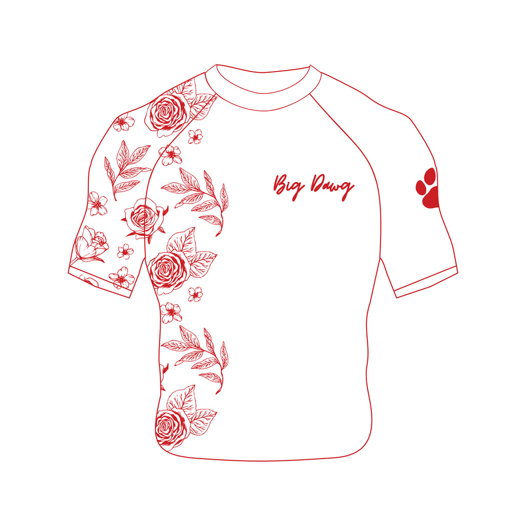 White and Red Floral Rashguards