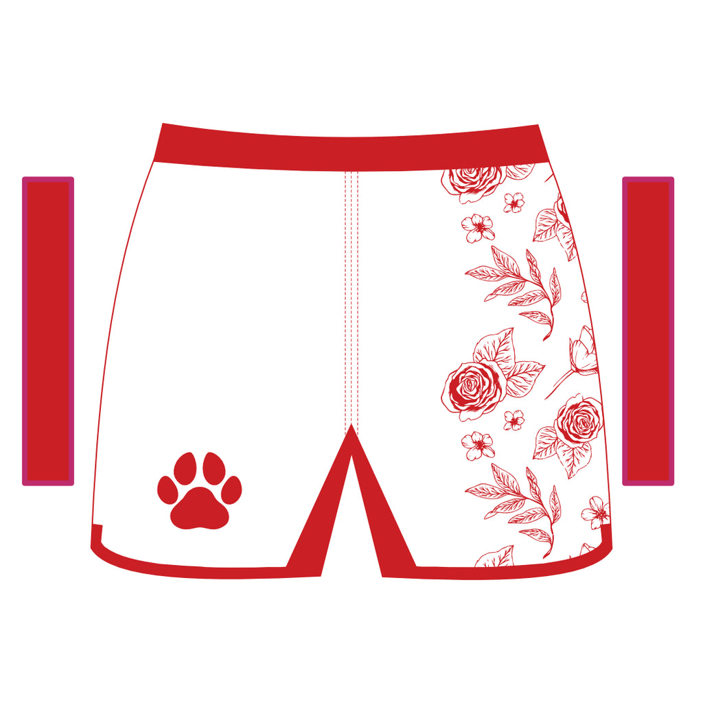 White and Red Womens Floral Shorts